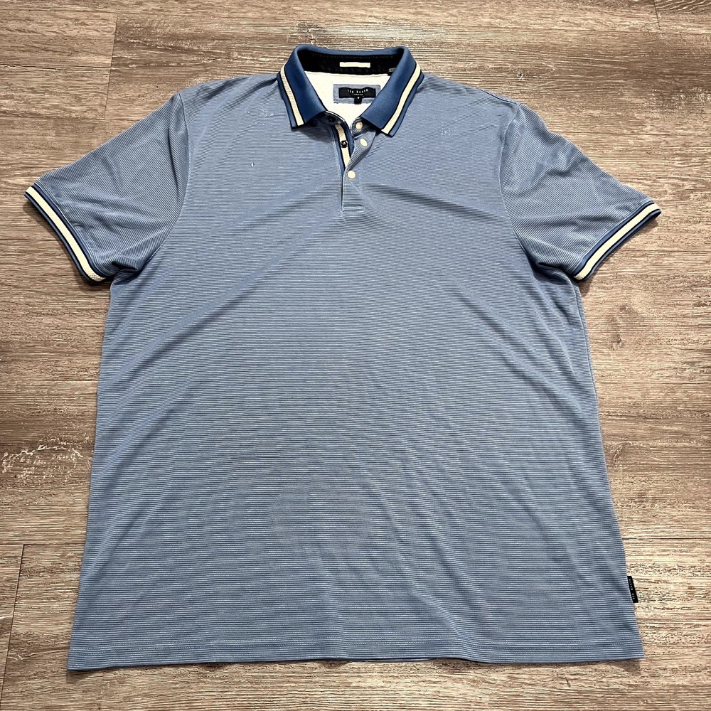 Ted Baker London Polo Shirt Size 6 Blue Button Snap Preppy Casual Adult Lounge - Picture 1 of 15